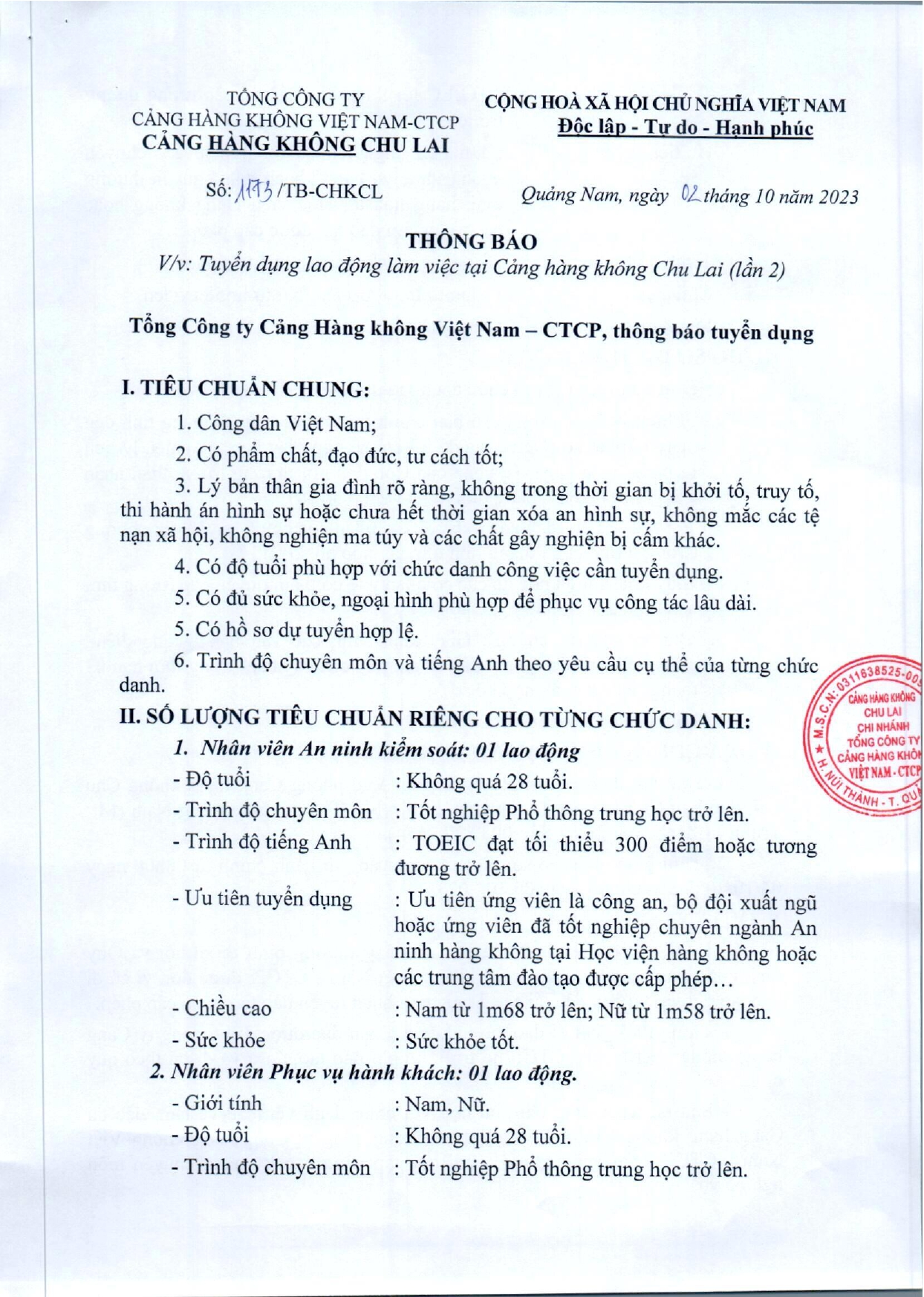 CẢNG HÀNG KHÔNG CHU LAI: THÔNG BÁO TUYỂN DỤNG LAO ĐỘNG LÀM VIỆC TẠI CẢNG HÀNG KHÔNG CHU LAI|LOCAL_PATH:crawled_data/images/featured_067a558f7980.jpg