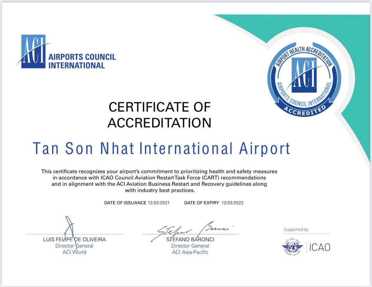 CẢNG HKQT TÂN SƠN NHẤT ĐƯỢC TỔ CHỨC ACI CẤP CHỨNG NHẬN AIRPORT HEALTH ACCREDITATION (AHA) Lần 2|LOCAL_PATH:crawled_data/images/featured_1e3969509ef3.jpg