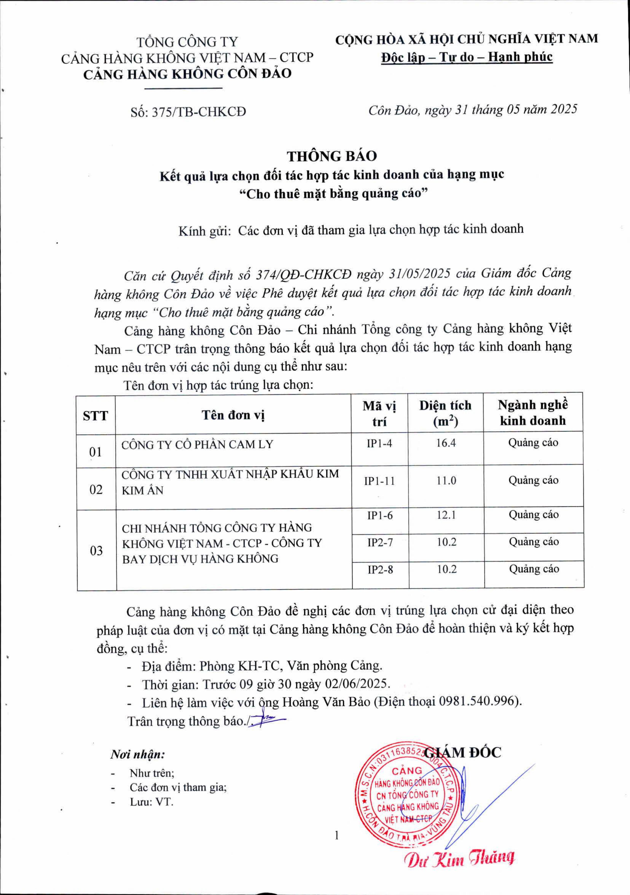 Thông báo Kết quả lựa chọn đối tác hợp tác kinh doanh của hạng mục "Cho thuê mặt bằng quảng cáo"|LOCAL_PATH:crawled_data/images/featured_24ac3d8ec1ff.jpg