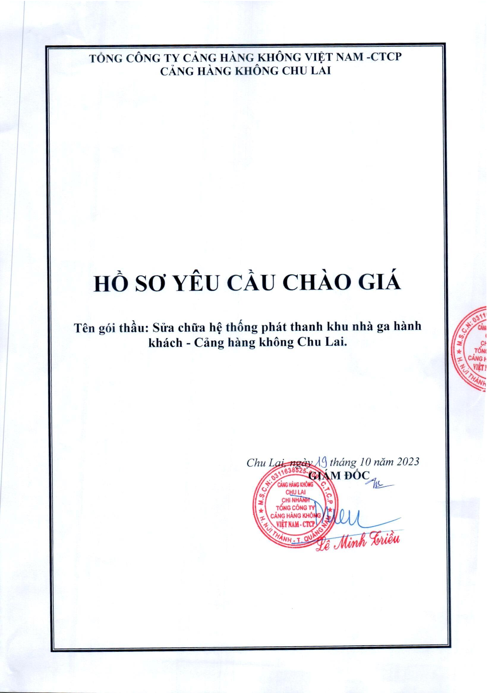Cảng hàng không Chu Lai - Thông báo mời chào giá: Sửa chữa hệ thống phát thanh khu nhà ga hành khách - Cảng hàng không Chu Lai.|LOCAL_PATH:crawled_data/images/featured_2b42f25074ca.png