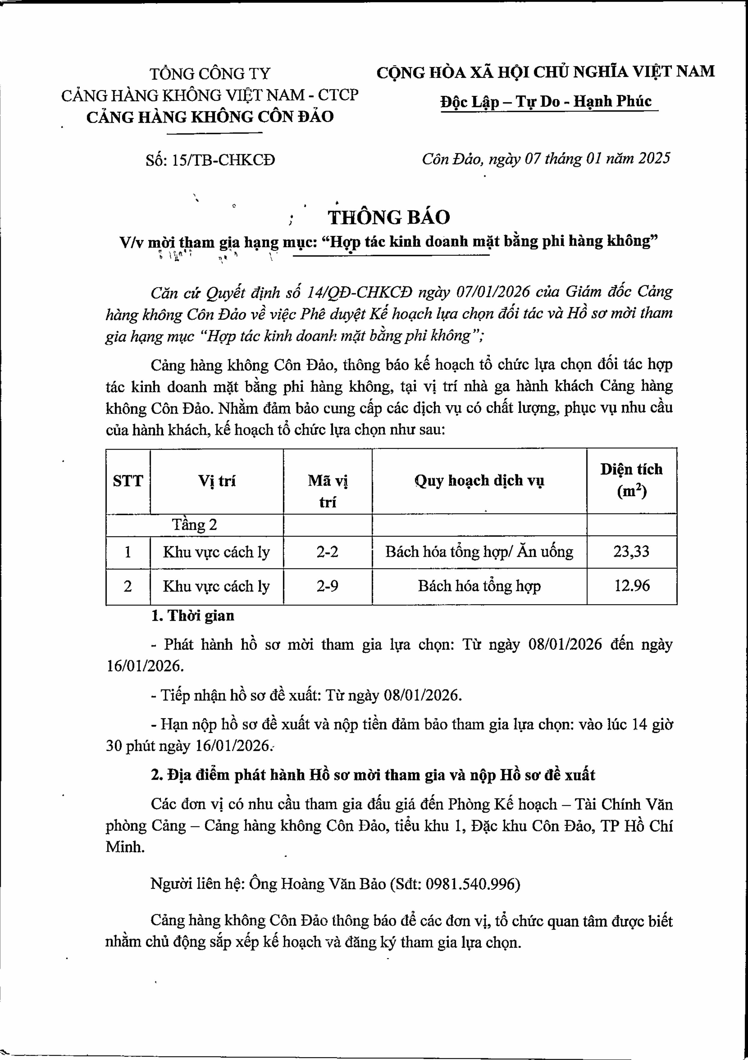 Thông báo mời tham gia hạng mục Hợp tác kinh doanh mặt bằng Phi hàng không - Số 15 - CHKCĐ|LOCAL_PATH:crawled_data/images/featured_2b5a3b763a84.jpg