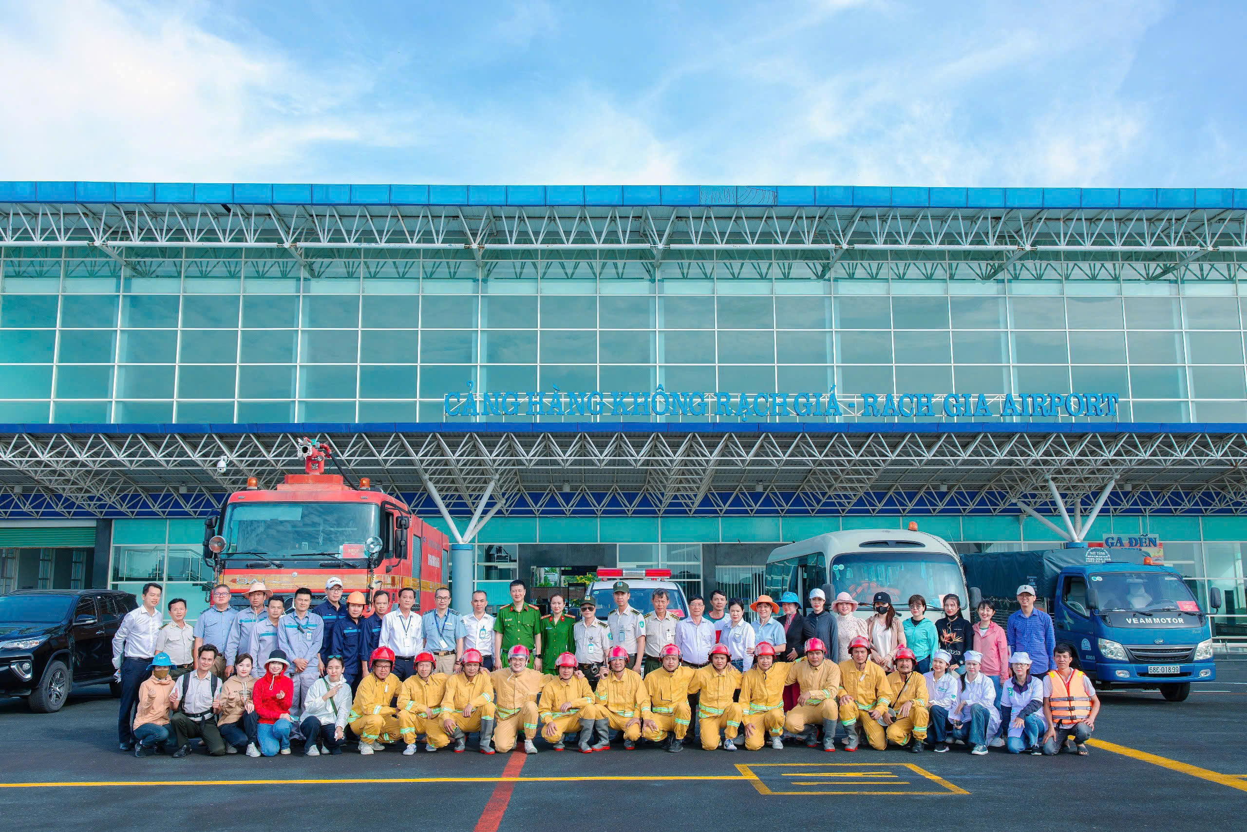 Diễn tập khẩn nguy 2024 tại Cảng hàng không Rạch Giá
