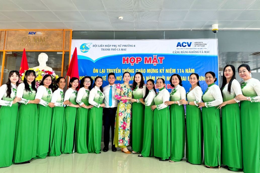 Cảng hàng không Cà Mau tổ chức họp mặt ôn lại truyền thống kỷ niệm 114 năm Ngày Quốc tế Phụ nữ 8/3 (08/3/1910 - 08/3/2024) và 1984 năm Khởi nghĩa Hai Bà Trưng|LOCAL_PATH:crawled_data/images/featured_532399eb7e26.jpg