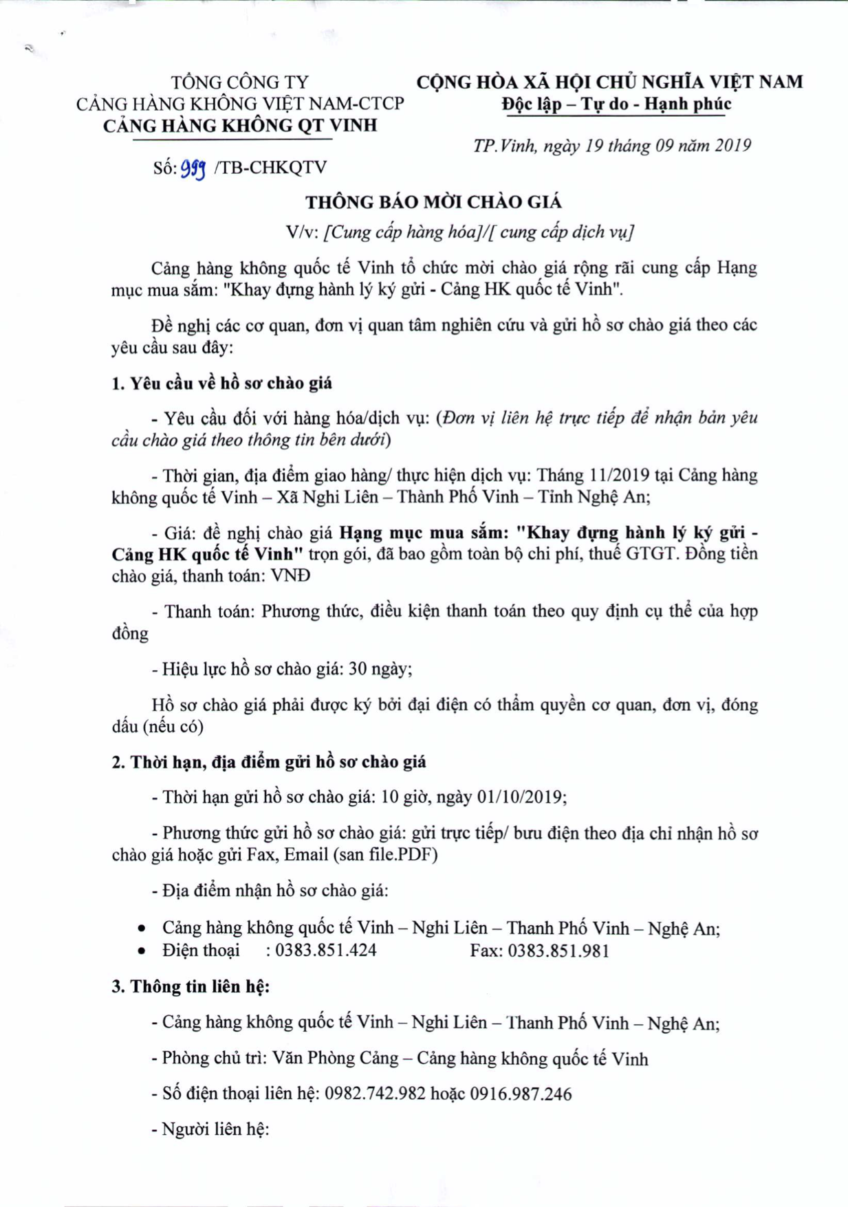 Thông báo mời chào giá cung cấp hàng hoá/dịch vụ: Khay đựng hành lý ký gửi - Cảng HK quốc tế Vinh|LOCAL_PATH:crawled_data/images/featured_5c5ee1818ae7.png