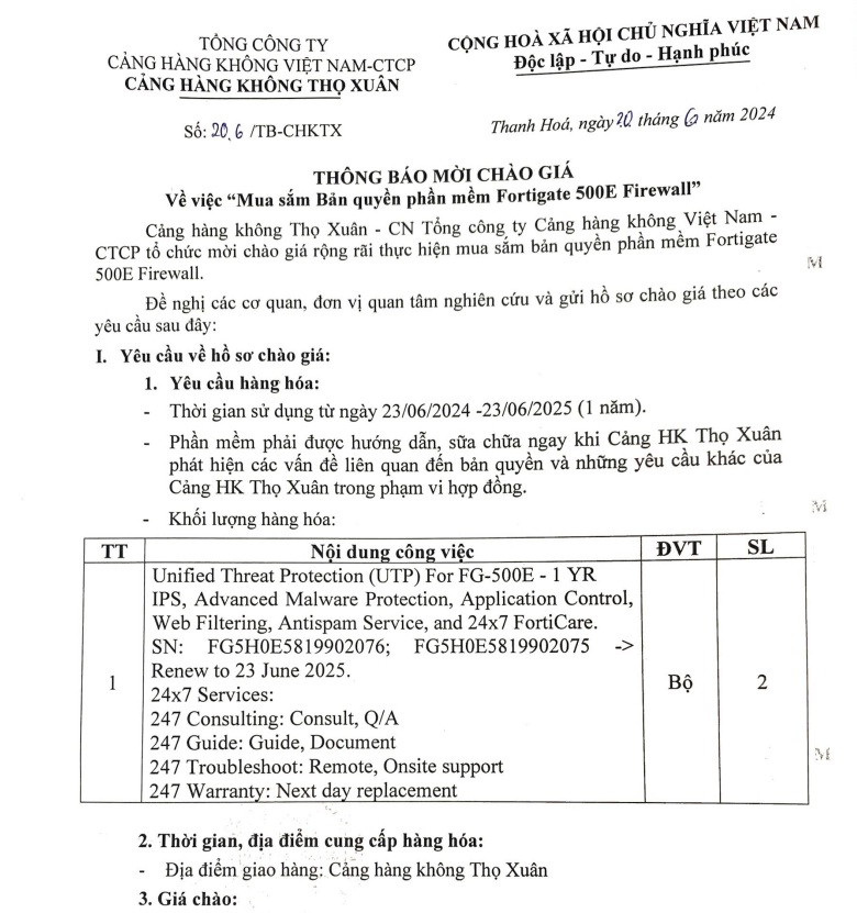 THÔNG BÁO MỜI CHÀO GIÁ : Về việc "Mua sắm Bản quyền phần mềm Fortigate 500E Firewall"|LOCAL_PATH:crawled_data/images/featured_6a5226dd7f54.jpg