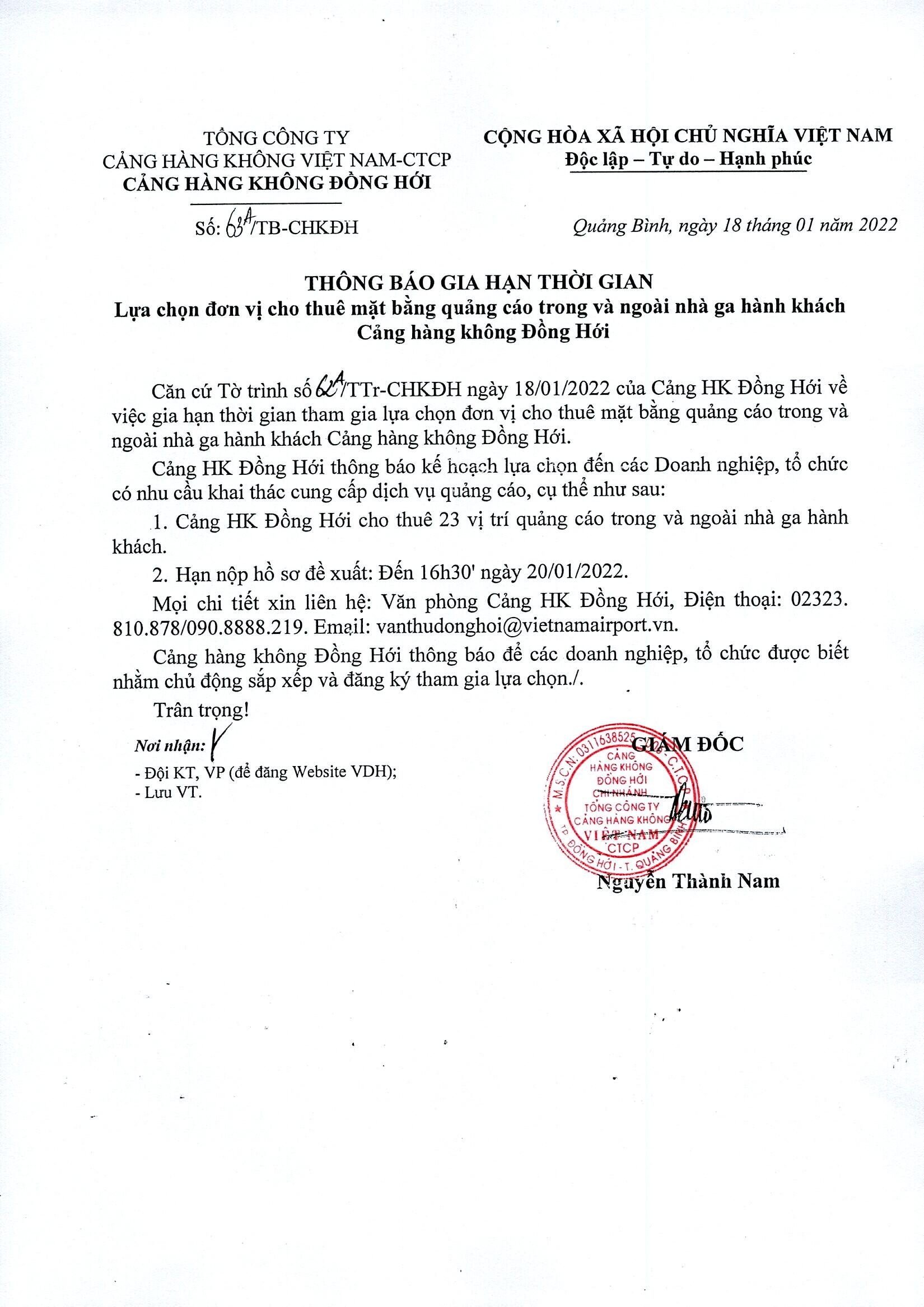 Thông báo gia hạn: Lựa chọn đơn vị cho thuê mặt bằng quảng cáo trong và ngoài nhà ga hành khách Cảng hàng không Đồng Hới|LOCAL_PATH:crawled_data/images/featured_81a5cf67a836.jpg