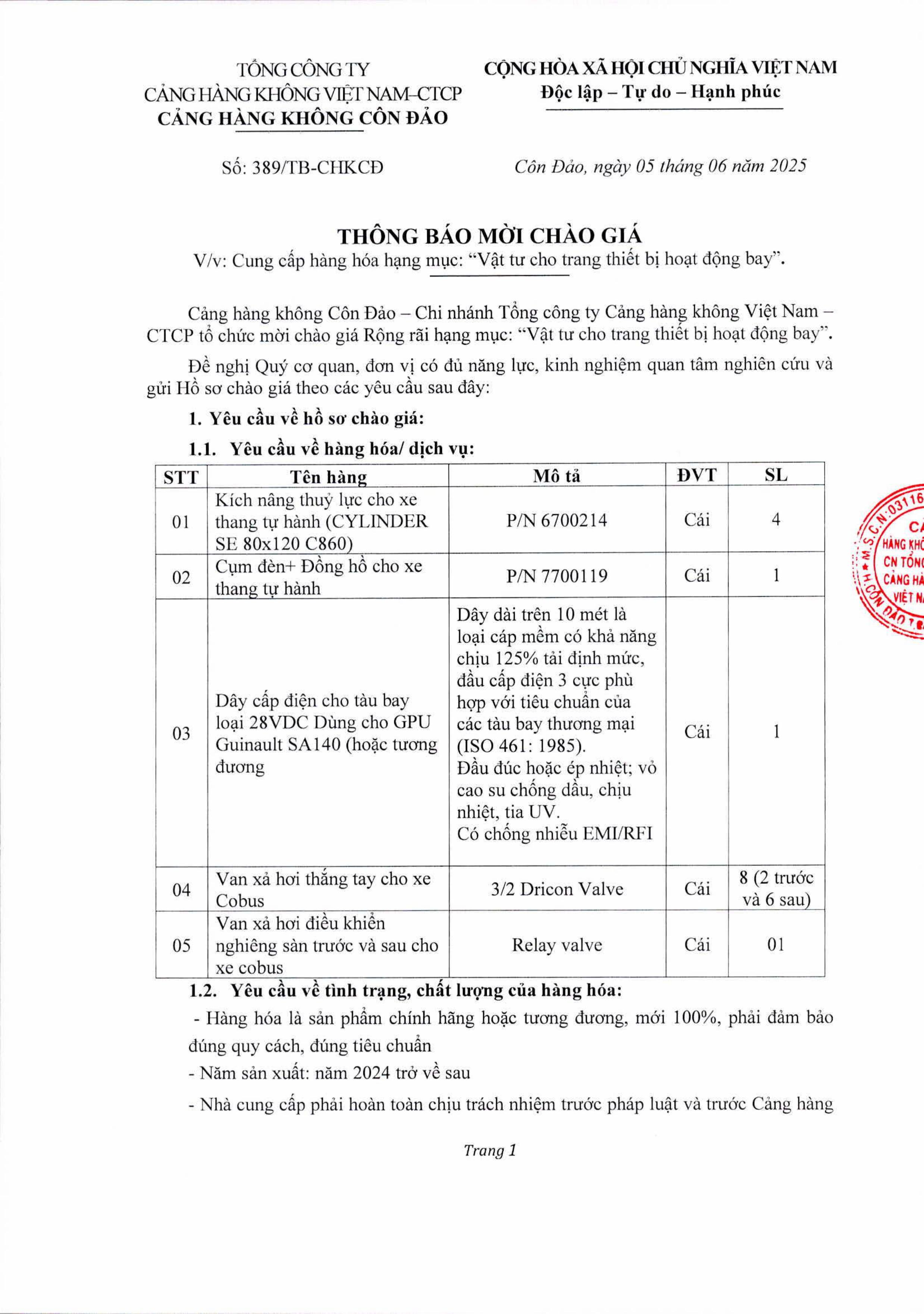 THÔNG BÁO MỜI CHÀO GIÁ V/v: Cung cấp hàng hóa hạng mục “Vật tư cho trang thiết bị hoạt động bay” tại Cảng hàng không Côn Đảo.|LOCAL_PATH:crawled_data/images/featured_8fb0c0cee408.jpg