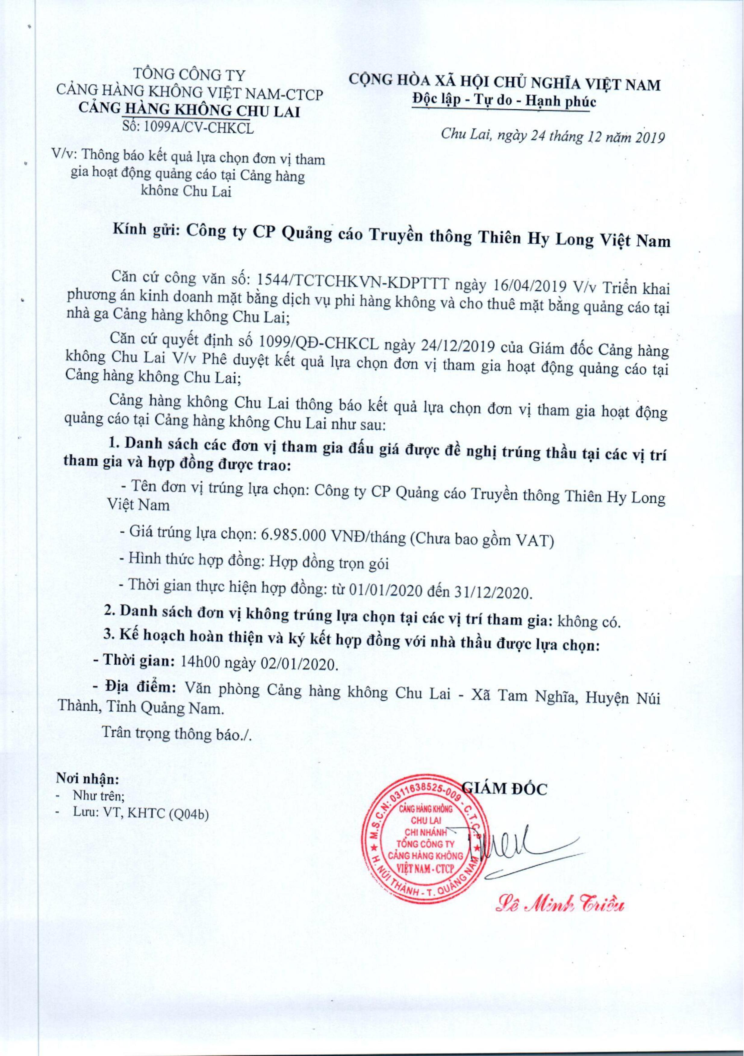 Thông báo kết quả lựa chọn đơn vị tham gia hoạt động quảng cáo tại Cảng hàng không Chu Lai|LOCAL_PATH:crawled_data/images/featured_94c819bfc34e.jpg