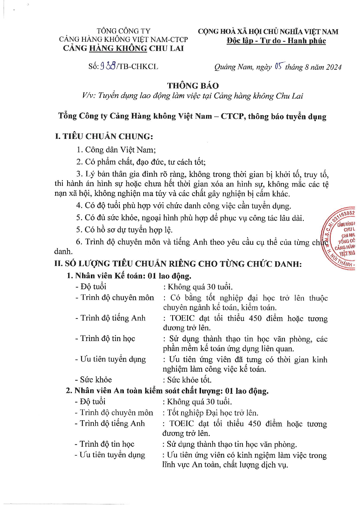 Cảng hàng không Chu Lai: Thông báo tuyển dụng lao động làm việc tại Cảng hàng không Chu Lai năm 2024|LOCAL_PATH:crawled_data/images/featured_abd8cba77be4.jpg