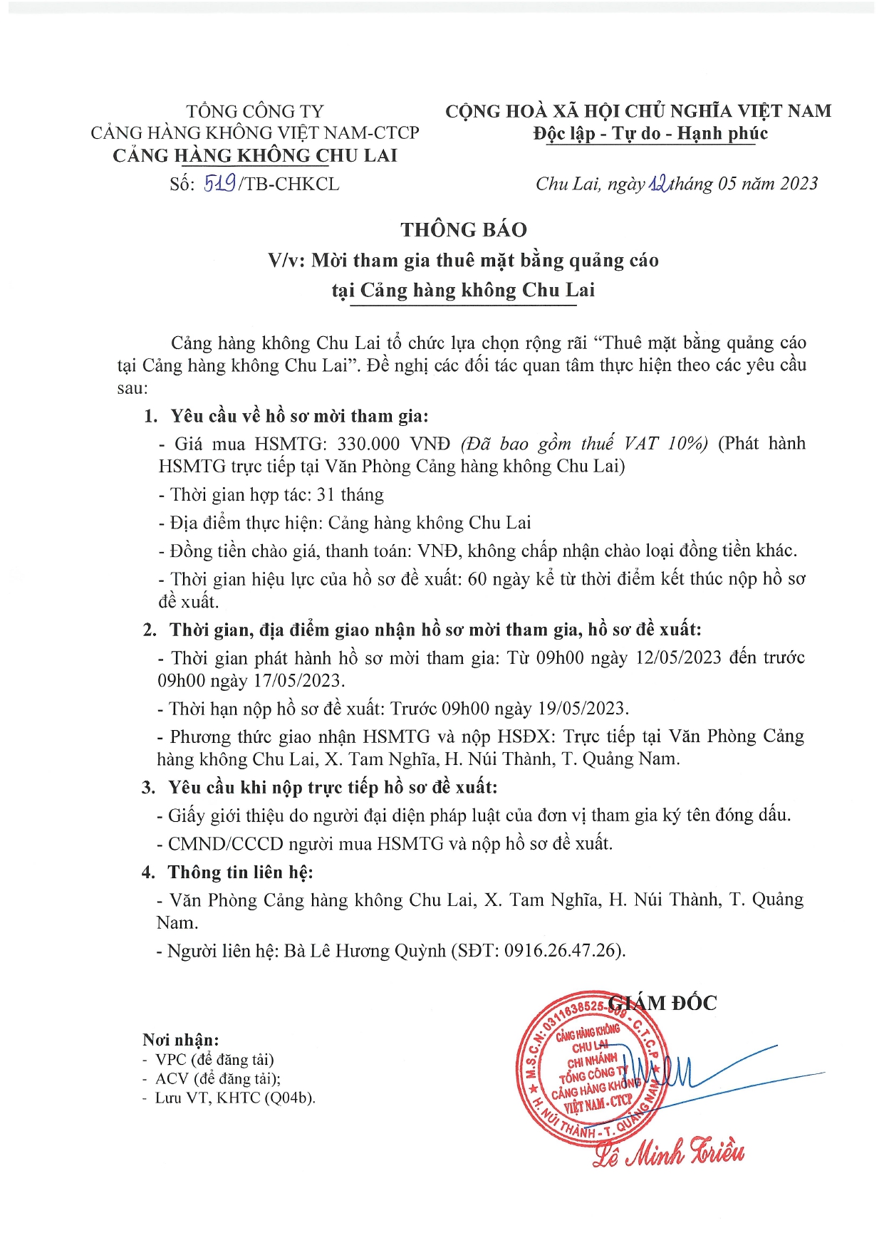 CẢNG HÀNG KHÔNG CHU LAI: THÔNG BÁO MỜI THAM GIA THUÊ MẶT BẰNG QUẢNG CÁO TẠI CHK CHU LAI|LOCAL_PATH:crawled_data/images/featured_b1390fccc59e.jpg