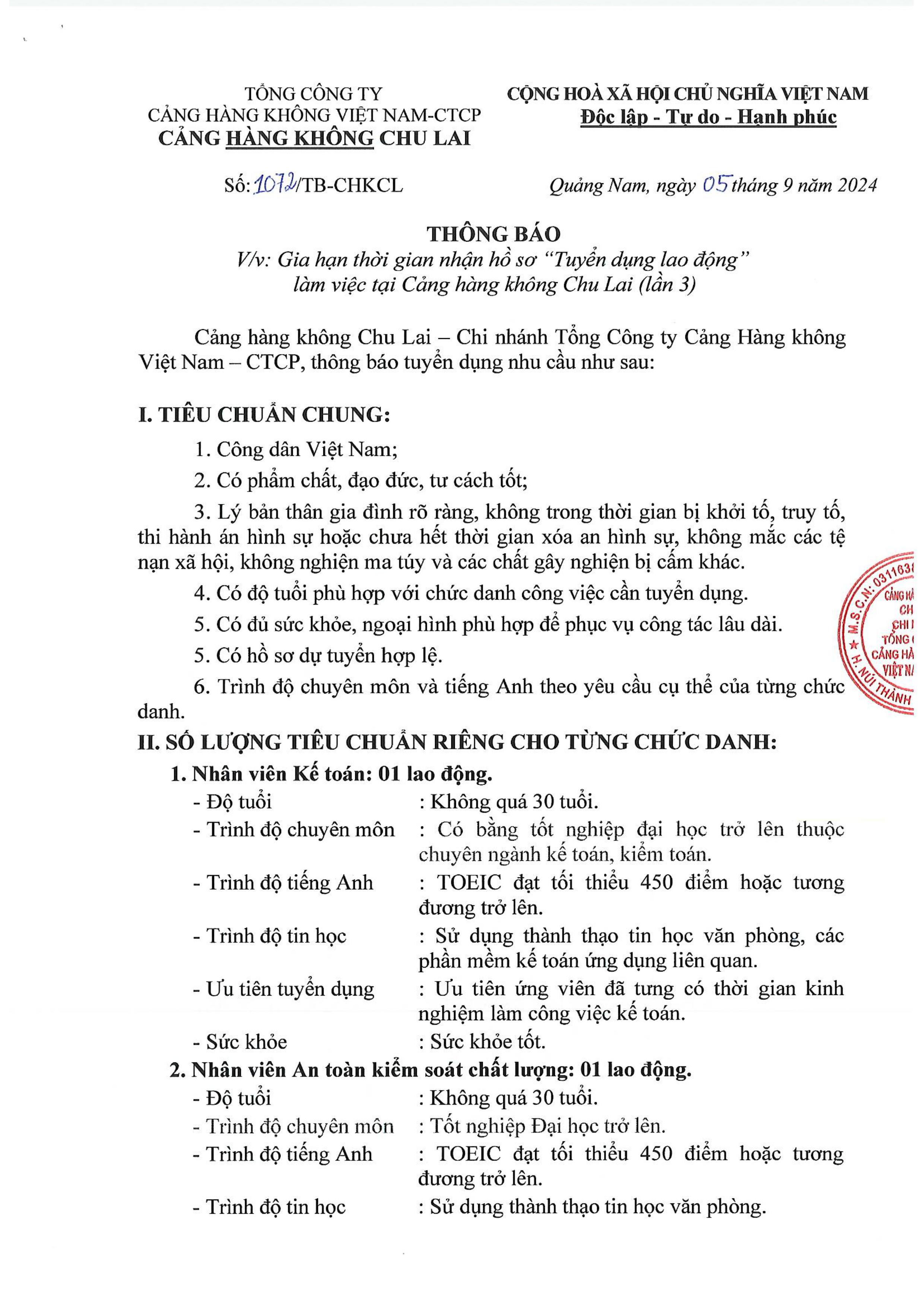 CẢNG HÀNG KHÔNG CHU LAI: THÔNG BÁO GIA HẠN THỜI GIAN NHẬN HỒ SƠ "TUYỂN DỤNG LAO ĐỘNG" LÀM VIỆC TẠI CẢNG HÀNG KHÔNG CHU LAI (LẦN 3)|LOCAL_PATH:crawled_data/images/featured_c19e8b527134.jpg