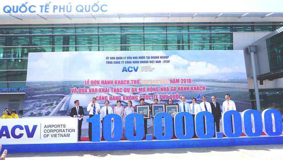 ACV: Lễ đón hành khách thứ 100 triệu năm 2018 và đưa vào khai thác Dự án mở rộng Nhà ga hành khách Cảng HKQT Phú Quốc|LOCAL_PATH:crawled_data/images/featured_c542e9bdb668.jpg