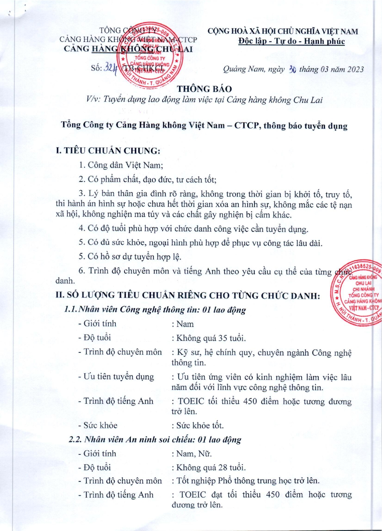 Cảng hàng không Chu Lai thông báo:  Về việc tuyển dụng lao động làm việc tại Cảng.|LOCAL_PATH:crawled_data/images/featured_cd8c5270c681.jpg