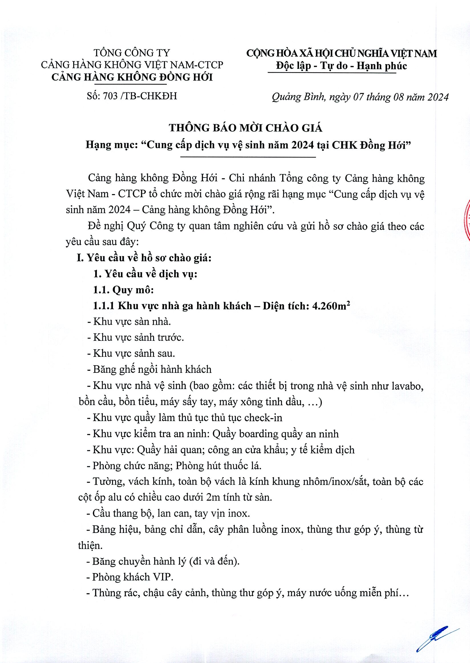 Thông báo mời chào giá hạng mục:" Cung cấp dịch vụ vệ sinh năm 2024 tại CHK Đồng Hới"|LOCAL_PATH:crawled_data/images/featured_d35d09a1ea52.jpg