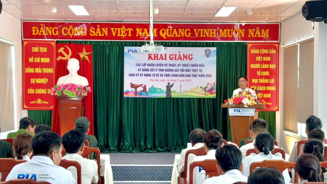 CẢNG HÀNG KHÔNG QUỐC TẾ PHÚ BÀI TỔ CHỨC  KHAI GIẢNG CÁC LỚP HUẤN LUYỆN VÕ THUẬT, KỸ THUẬT CHIẾN ĐẤU, KỸ NĂNG XỬ LÝ TÌNH HUỐNG GÂY RỐI MẤT TRẬT TỰ, ĐỊNH KỲ KỸ NĂNG TỰ VỆ VÀ THỰC HÀNH BẮN ĐẠN THẬT NĂM 2024|LOCAL_PATH:crawled_data/images/featured_d412af5f8df3.jpg