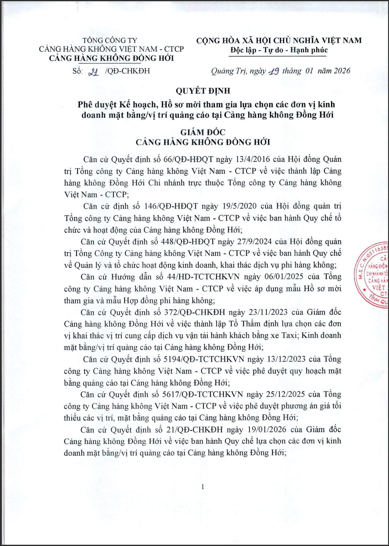 Phê duyệt Kế hoạch, Hồ sơ mời tham gia lựa chọn các đơn vị kinh doanh mặt bằng/vị trí quảng cáo tại Cảng hàng không Đồng Hới|LOCAL_PATH:crawled_data/images/featured_dee644f4c587.png