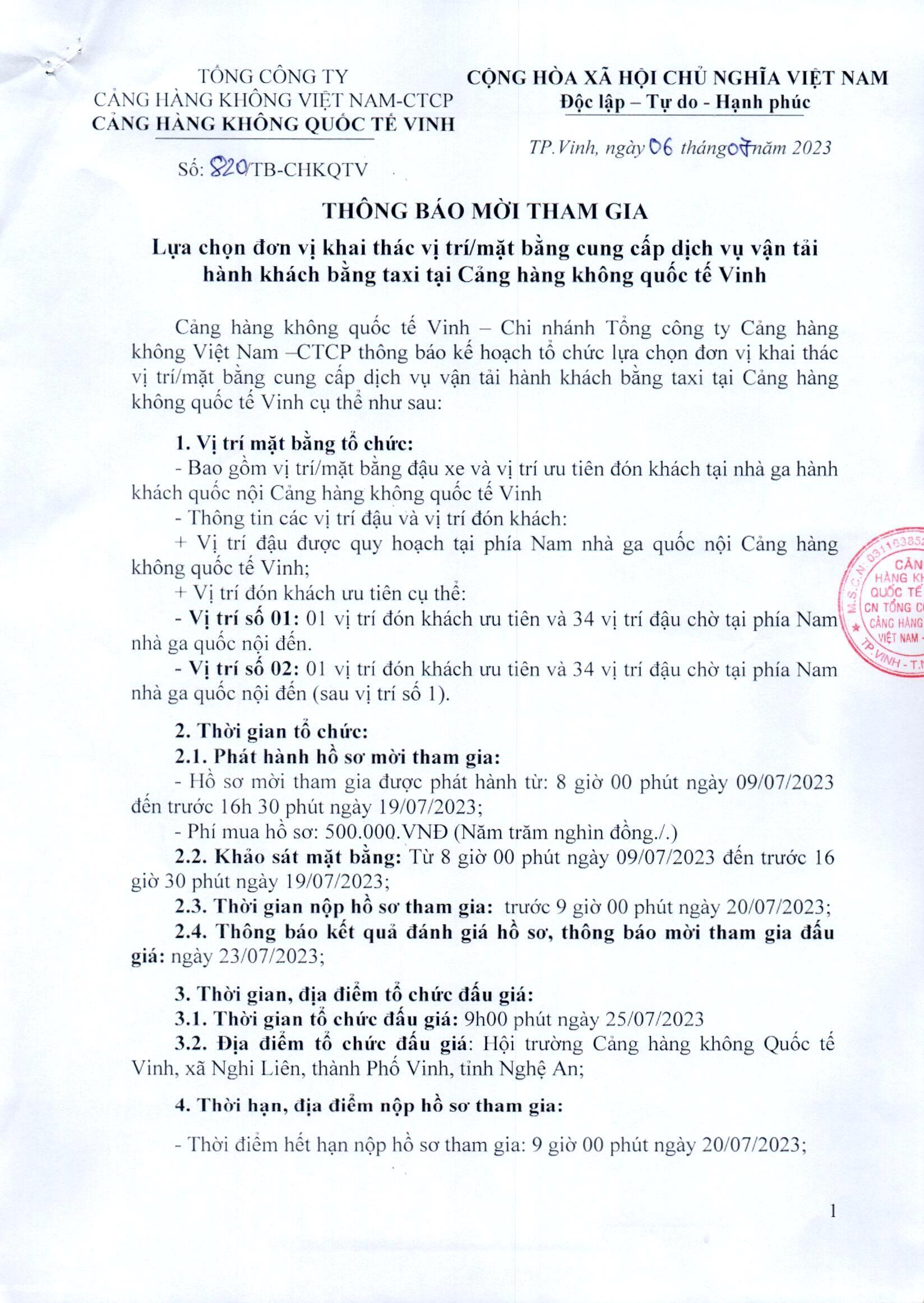 Thông báo mời tham gia Lựa chọn đơn vị khai thác vị trí/ mặt bằng cung cấp dịch vụ vận tải hành khách bằng taxi tại Cảng hàng không quốc tế Vinh|LOCAL_PATH:crawled_data/images/featured_df09ada8104b.jpg